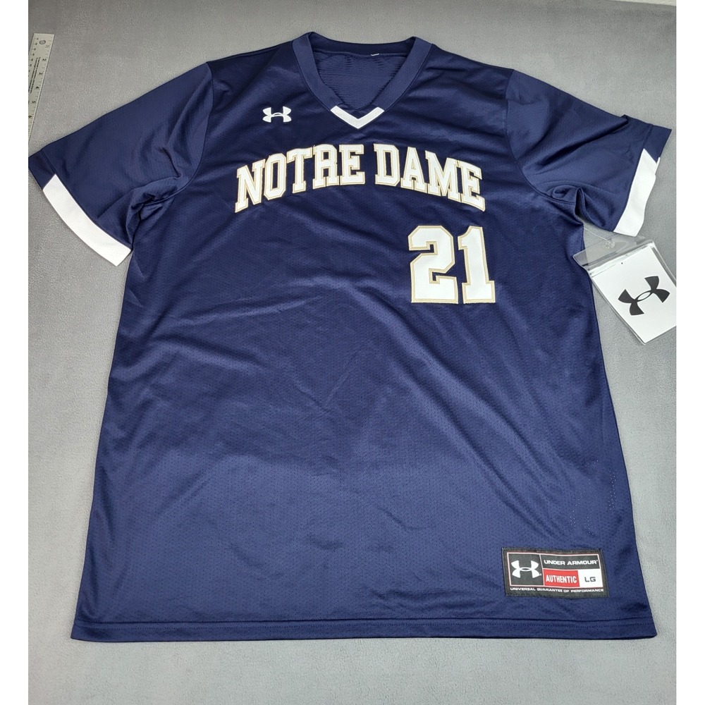 Under Armour Notre Dame Baseball Jersey Mens XL Blue V Neck 21‎ Pothole Mesh